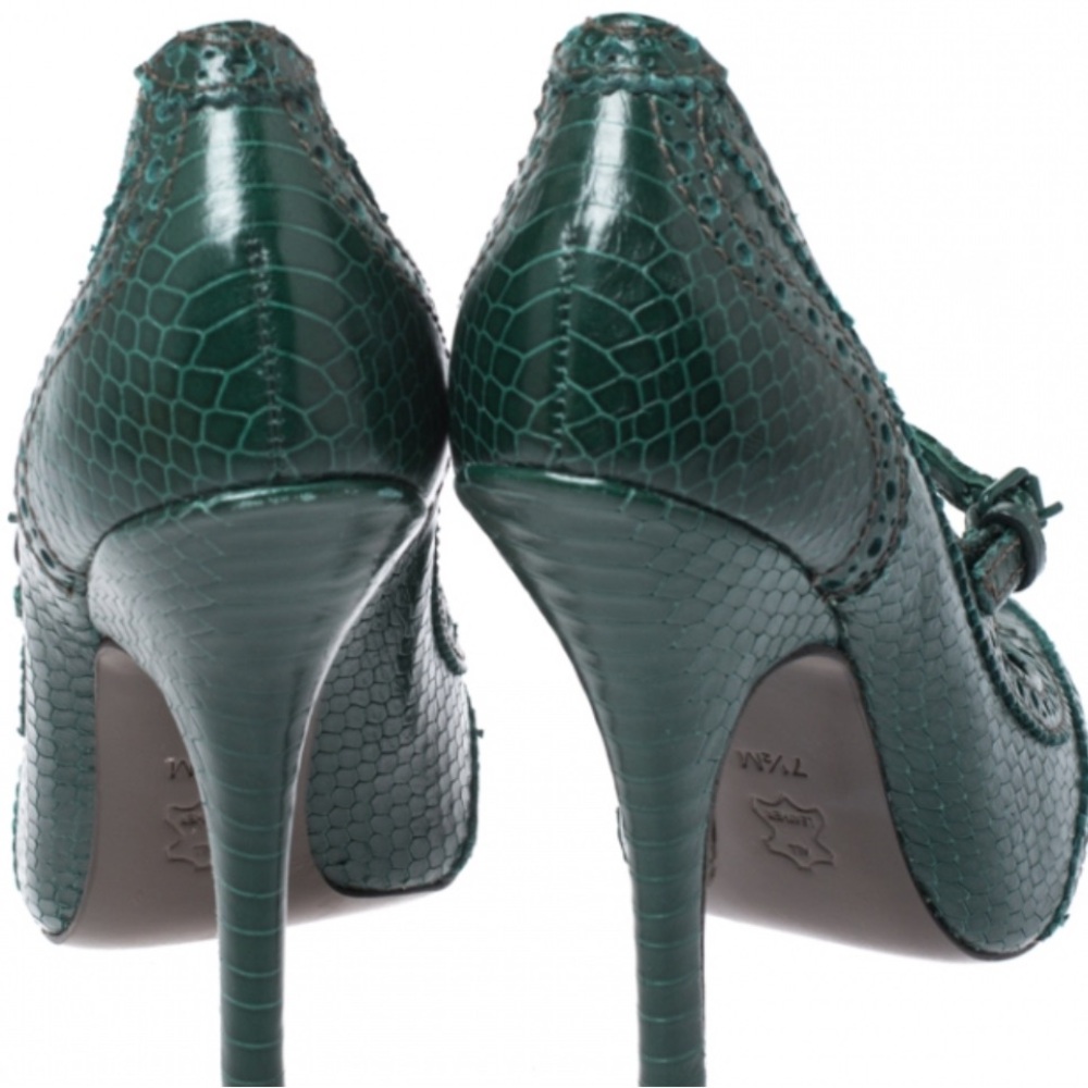 Authentic Tory Burch Green Brogue Python Embossed… - image 4